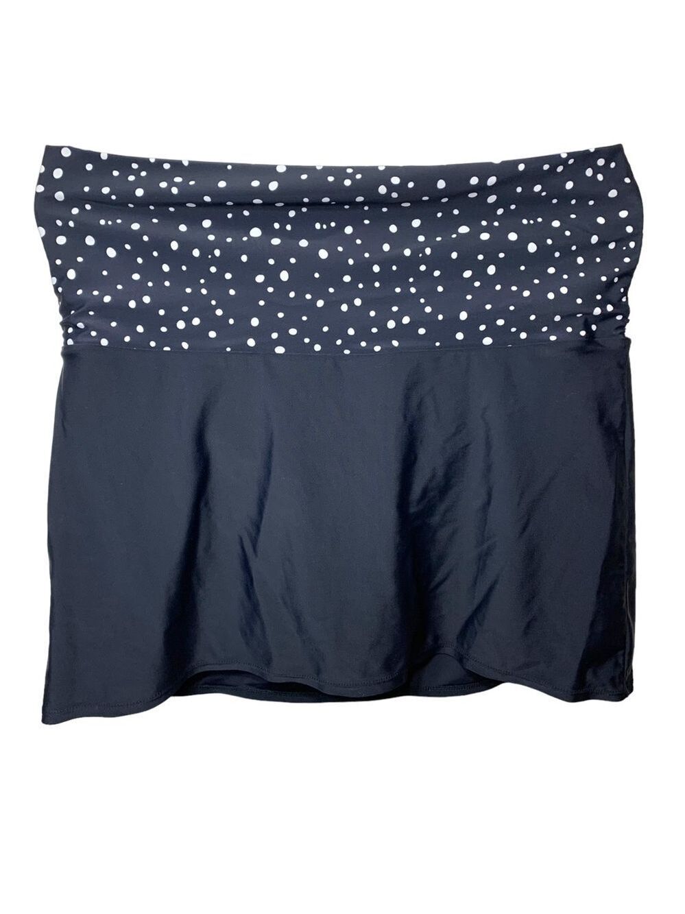 Swan Hi Waist Beach Swim Skirt Built in underwear Sz 12 Black White Polka Dots